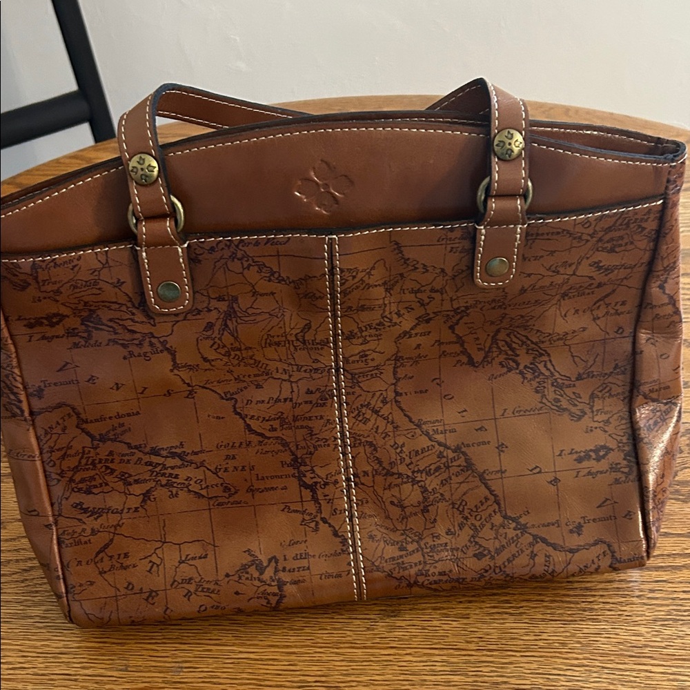 Patricia Nash Brown Map Print Shoulder Bag
